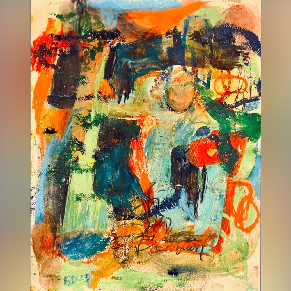 Two abstract paintings, 8 1/2 x 11 on paper, mixed media $300/1 ..500 for 2.